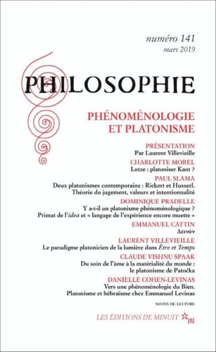 Emprunter Philosophie N° 141, mars 2019 : Phénoménologie et platonisme livre