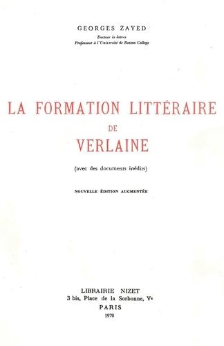 Emprunter La Formation littéraire de Verlaine. avec des documents inédits livre