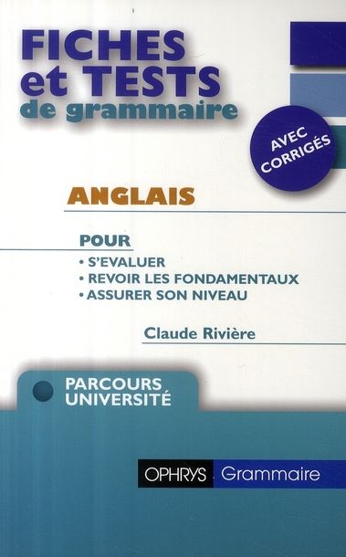 Emprunter Fiches et tests de grammaire Anglais. Avec corrigés livre