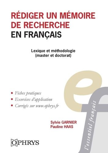 Emprunter Rédiger un mémoire de recherche en français. Lexique et méthodologie (master et doctorat) livre