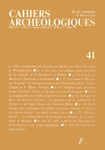 Emprunter Cahiers archéologiques N° 41/1993 livre