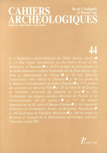 Emprunter Cahiers archéologiques N° 44/1996 livre