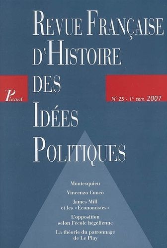 Emprunter Revue française d'Histoire des idées politiques N° 25, 1er semestre 2007 livre