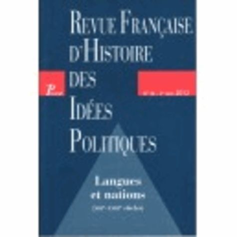 Emprunter Revue française d'Histoire des idées politiques N° 36, 2e semestre 2012 : Langues et nations. XIIIe- livre