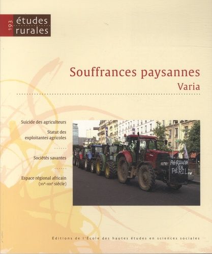 Emprunter Etudes rurales N° 193 : Souffrances paysannes livre