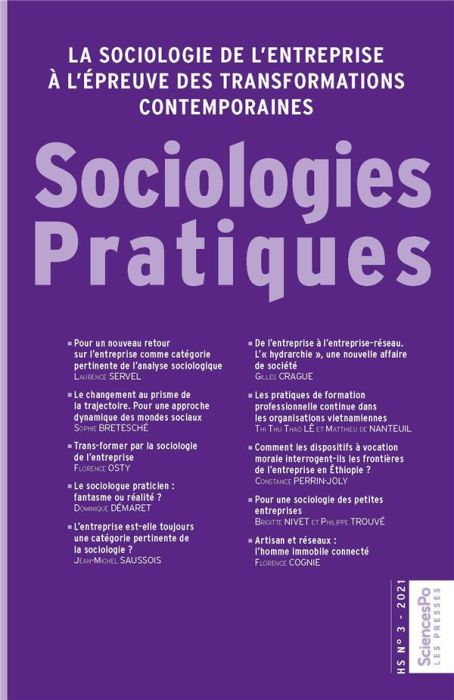 Emprunter Sociologies Pratiques hors-série n° 3, 2021. La sociologie de l'entreprise à l'épreuve des transform livre