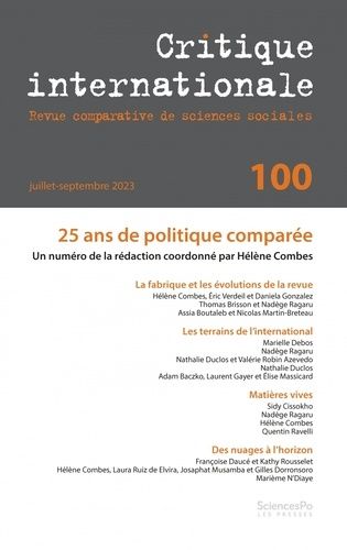 Emprunter Critique internationale N° 100, juillet-septembre 2023 : 25 ans de politique comparée livre