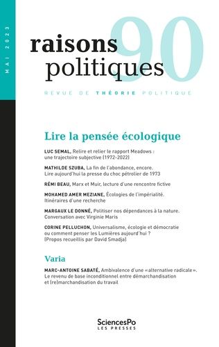 Emprunter Raisons politiques N° 90, mai 2023 : Lire la pensée écologique livre