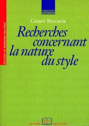 Emprunter Recherches concernant la nature du style livre