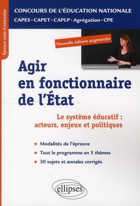 Emprunter Agir en fonctionnaire de l'Etat. Epreuve orale d'admission CAPES, CAPET, CAPLP, Agrégation, CPE, Edi livre