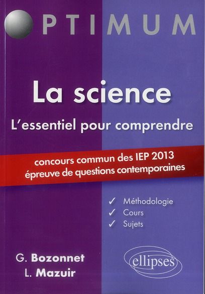 Emprunter La science, l'essentiel pour comprendre. Concours commun des IEP 2013 (épreuve de questions contempo livre