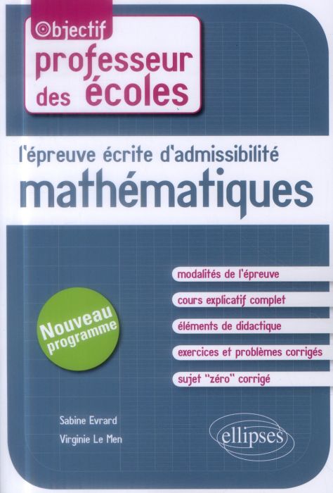 Emprunter L'épreuves écrite d'admissibilité mathématiques livre