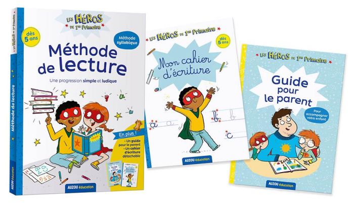 Emprunter Méthode de lecture Les héros de 1re primaire. Pack en 3 volumes : avec Mon cahier d'écriture et Guid livre