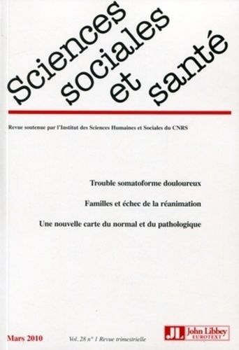 Emprunter Sciences Sociales et Santé Volume 28 N° 1, Mars 2010 livre