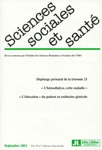 Emprunter Sciences Sociales et Santé N° 29, septembre 2011 livre