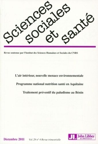 Emprunter Sciences Sociales et Santé N° 29, décembre 2011 livre