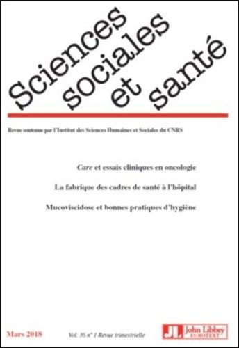 Emprunter Sciences Sociales et Santé Volume 36 N° 1, mars 2018 livre