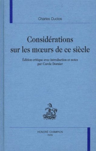 Emprunter CONSIDERATIONS SUR LES MOEURS DE CE SIECLE. livre