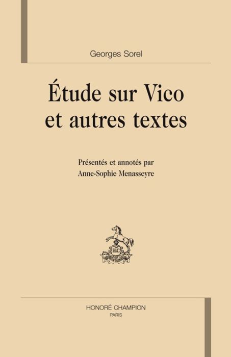 Emprunter ETUDE SUR VICO ET AUTRES TEXTES. EDITION  ANNE-SOPHIE MENASSEYRE livre