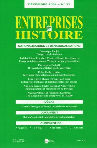 Emprunter Entreprises et Histoire N° 37, Décembre 2004 : Nationalisations et dénationalisations livre