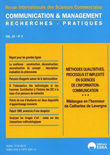 Emprunter Communication et management Volume 15 N° 2/2018 : Méthodes qualitatives, processus et implexité en s livre