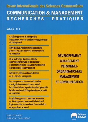 Emprunter Communication et management Volume 16 N° 1/2019 : Développement/changement personnel-organisationnel livre