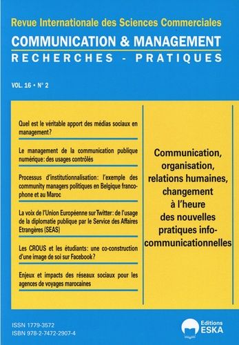 Emprunter Communication et management Volume 16 N° 2/2019 : Communication, organisation, relations humaines, c livre