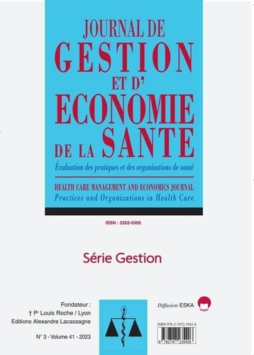 Emprunter Journal de gestion et d'économie de la santé Volume 41 N° 3/2023 livre