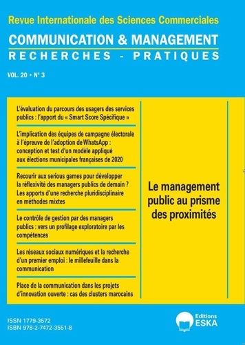 Emprunter Communication et Management 3-2023. Le management public au prisme des proximités livre