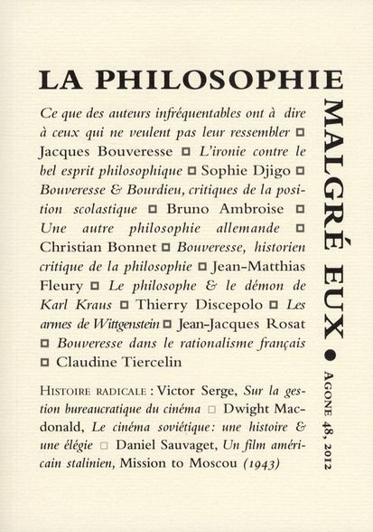 Emprunter Agone N° 48, 2012 : La philosophie malgré eux livre