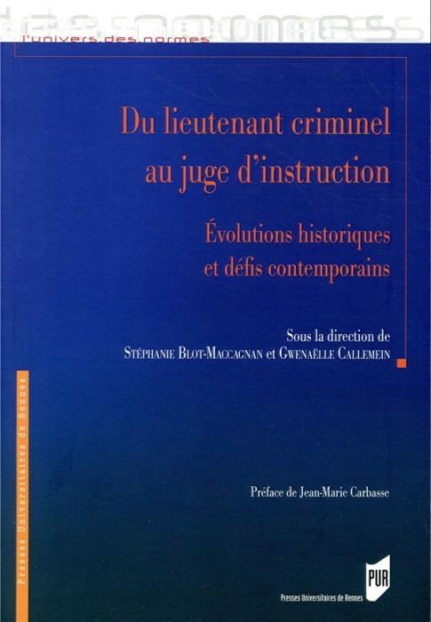 Emprunter Du lieutenant criminel au juge d'instruction. Evolutions historiques et défis contemporains livre