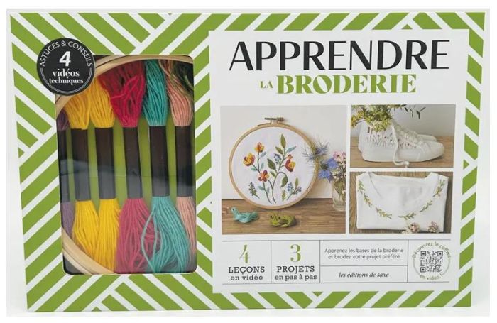 Emprunter Coffret Apprendre la broderie. Apprenez les bases de la broderie et brodez votre projet préféré livre