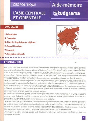 Emprunter L'Asie centrale et orientale livre