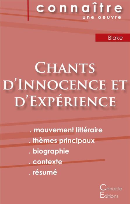 Emprunter Fiche de lecture Chants d'Innocence et d'Expérience (analyse littéraire de référence et résumé compl livre