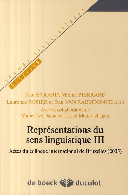 Emprunter Représentations du sens linguistique. Tome 3 livre