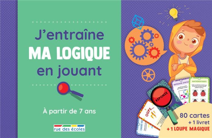 Emprunter J'entraîne ma logique en jouant, à partir de 7 ans. 80 cartes, une loupe magique et un livret livre