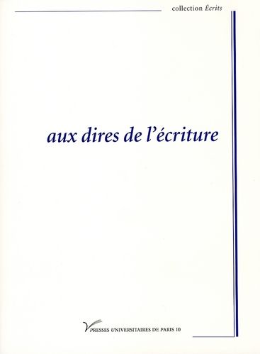 Emprunter Aux dires de l'écriture livre