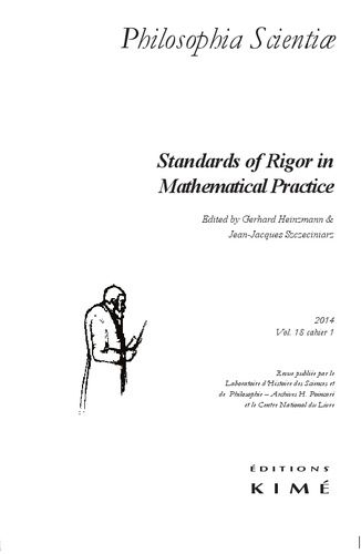 Emprunter Philosophia Scientiae Volume 18, N°1/2014 : Standards of Rigor in Mathematical Practice livre