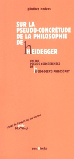 Emprunter Sur la pseudo-concrétude de la philosophie de Heidegger livre