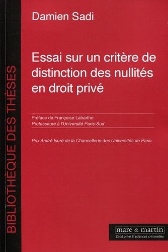 Emprunter Essai sur un critère de distinction des nullités en droit privé livre