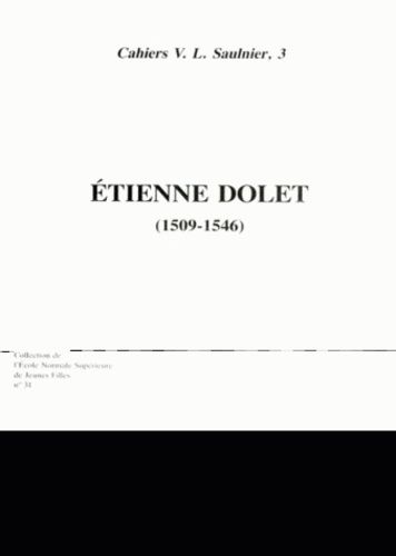 Emprunter Étienne Dolet. 1509-1546, [actes du colloque de Paris, 14 mars 1985 livre