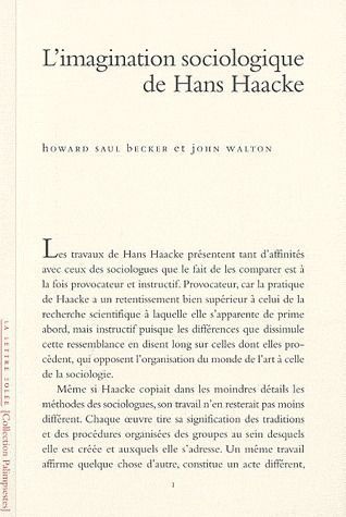 Emprunter L'imagination sociologique de Hans Haacke livre