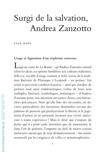 Emprunter Surgi de la salvation, Andrea Zanzotto livre