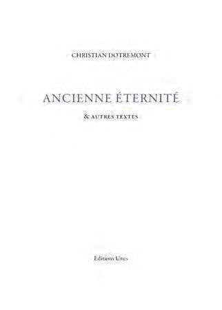 Emprunter Ancienne éternité. Et autres textes livre