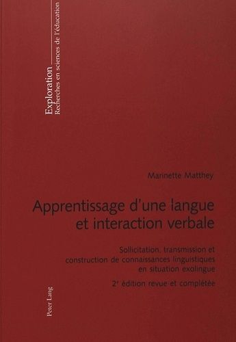 Emprunter Apprentissage d'une langue et interaction verbale livre