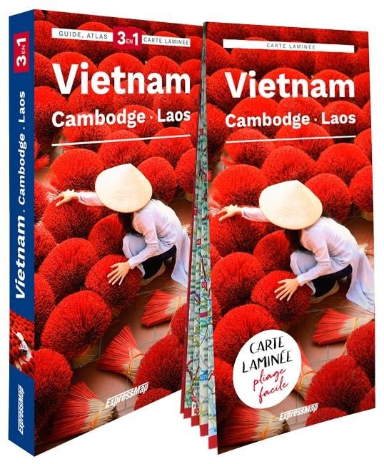 Emprunter Vietnam, Cambodge, Laos. Guide + Atlas + Carte laminée 1/1 600 000, Edition 2023 livre