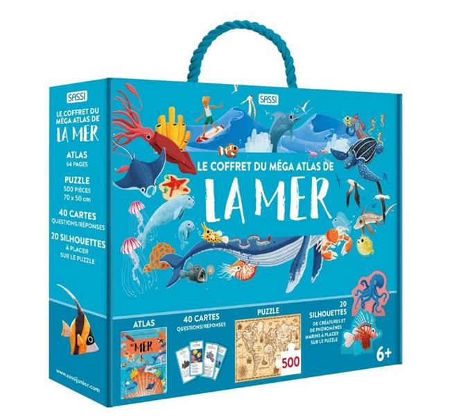 Emprunter Le coffret du méga atlas de la mer. Avec 1 atlas, 40 cartes questions/réponses, 1 puzzle de 500 pièc livre