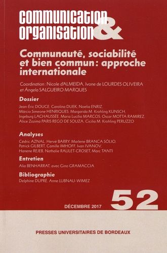Emprunter Communication & Organisation N° 52, décembre 2017 : Communauté, sociabilité et bien commun : approch livre