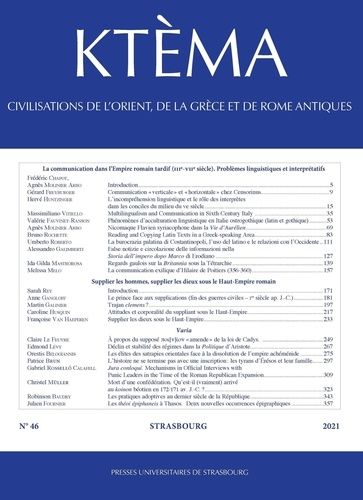 Emprunter Ktèma N° 46/2021 : La communication dans l'Empire romain tardif (IIIe-VIIe siècle). Problèmes lingui livre