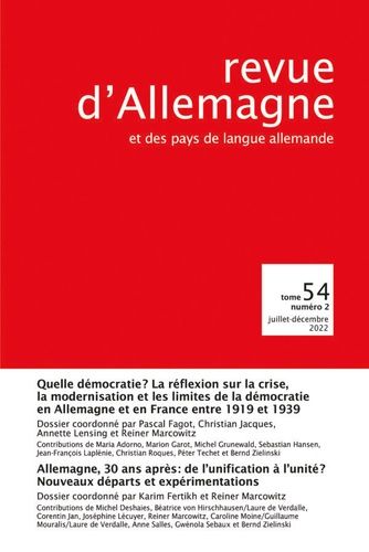 Emprunter Revue d'Allemagne et des pays de langue allemande Tome 54 N° 2, juillet-décembre 2022 livre